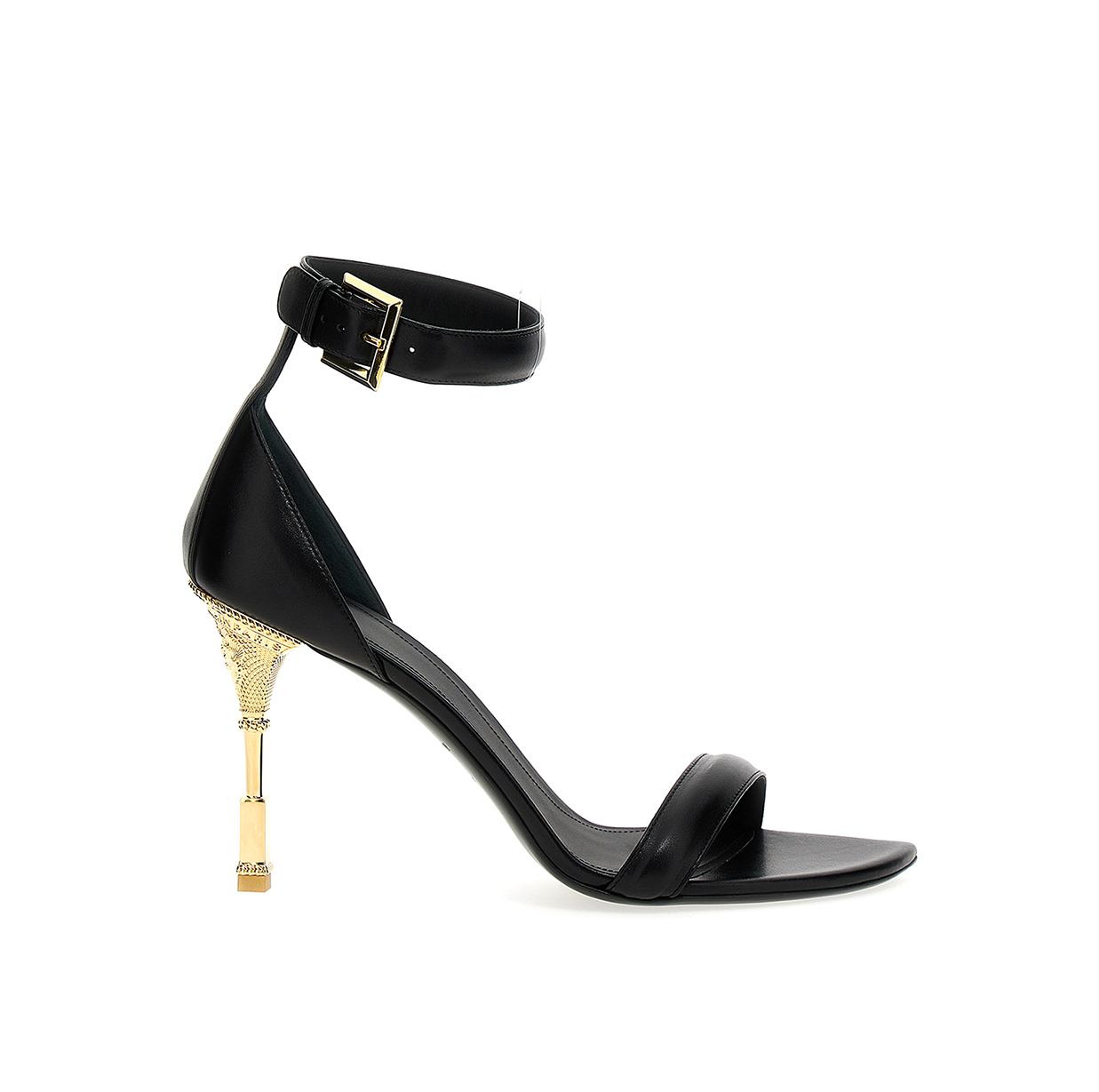 95MM MONETA PATENT LEATHER SANDALS IN BLACK