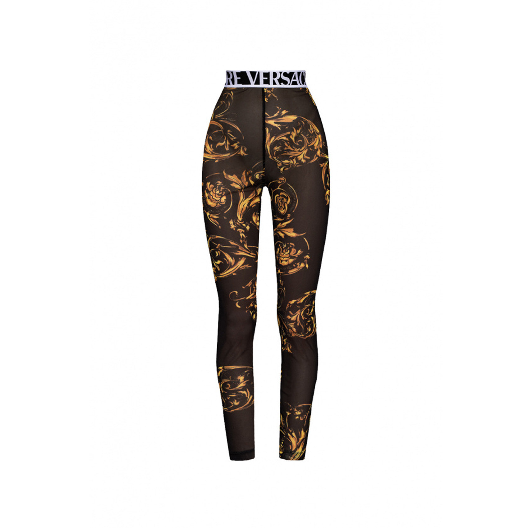 BLACK PRINTED FOOTLESS TIGHTS