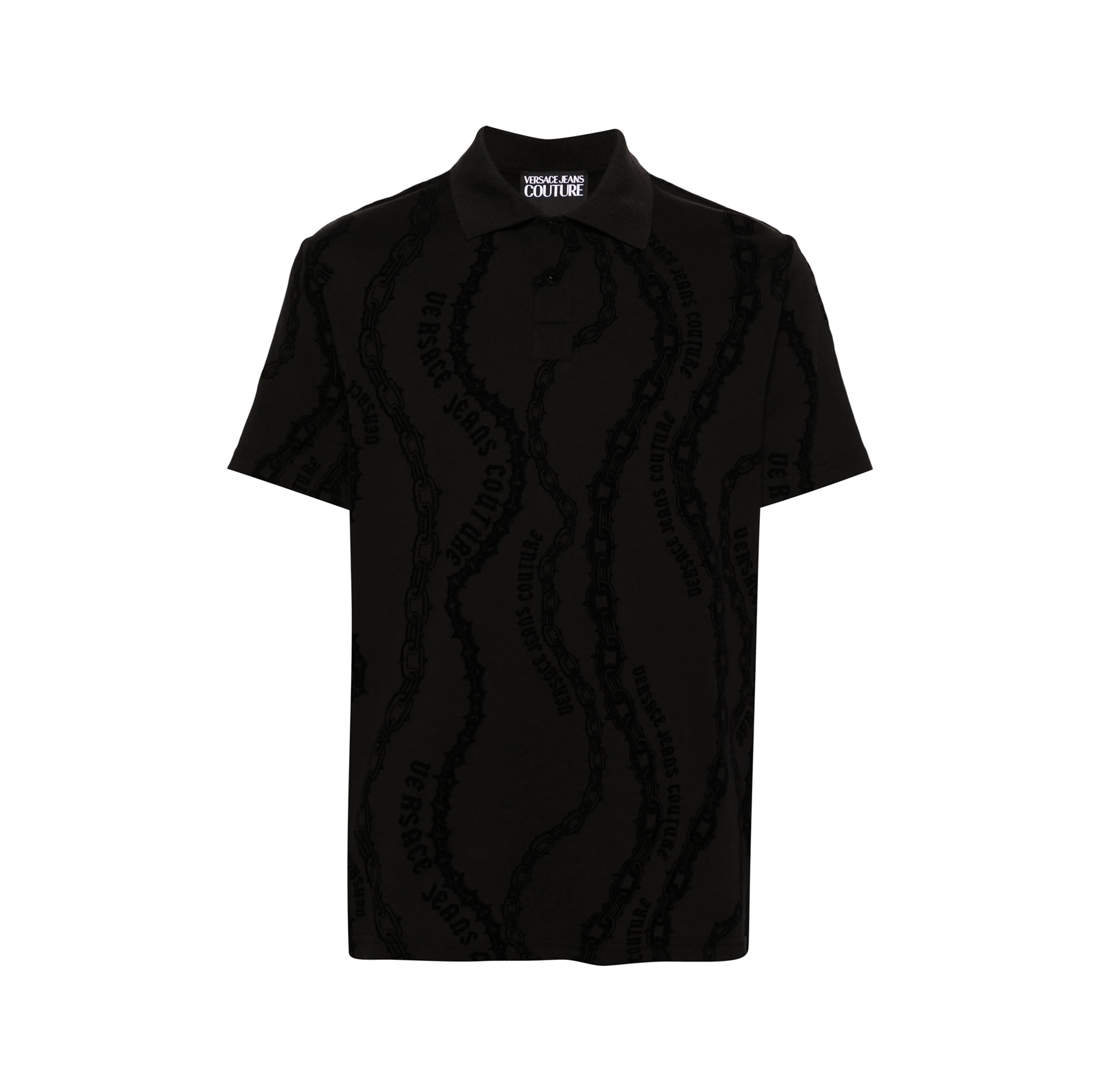 JEANS COUTURE FLOCKED-PRINT JERSEY POLO SHIRT