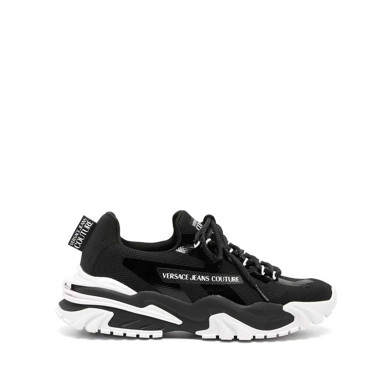 JEANS COUTURE PANELLED LACE-UP SNEAKERS