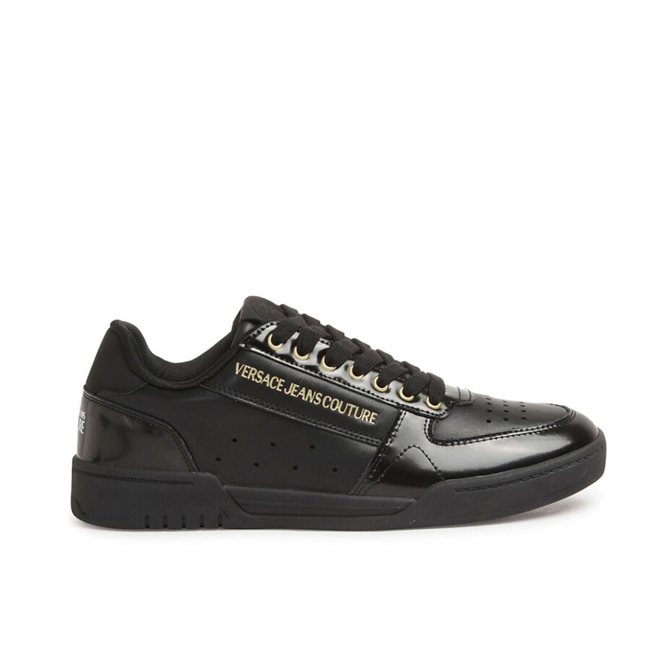 JEANS COUTURE LOGO-DEBOSSED LEATHER SNEAKERS
