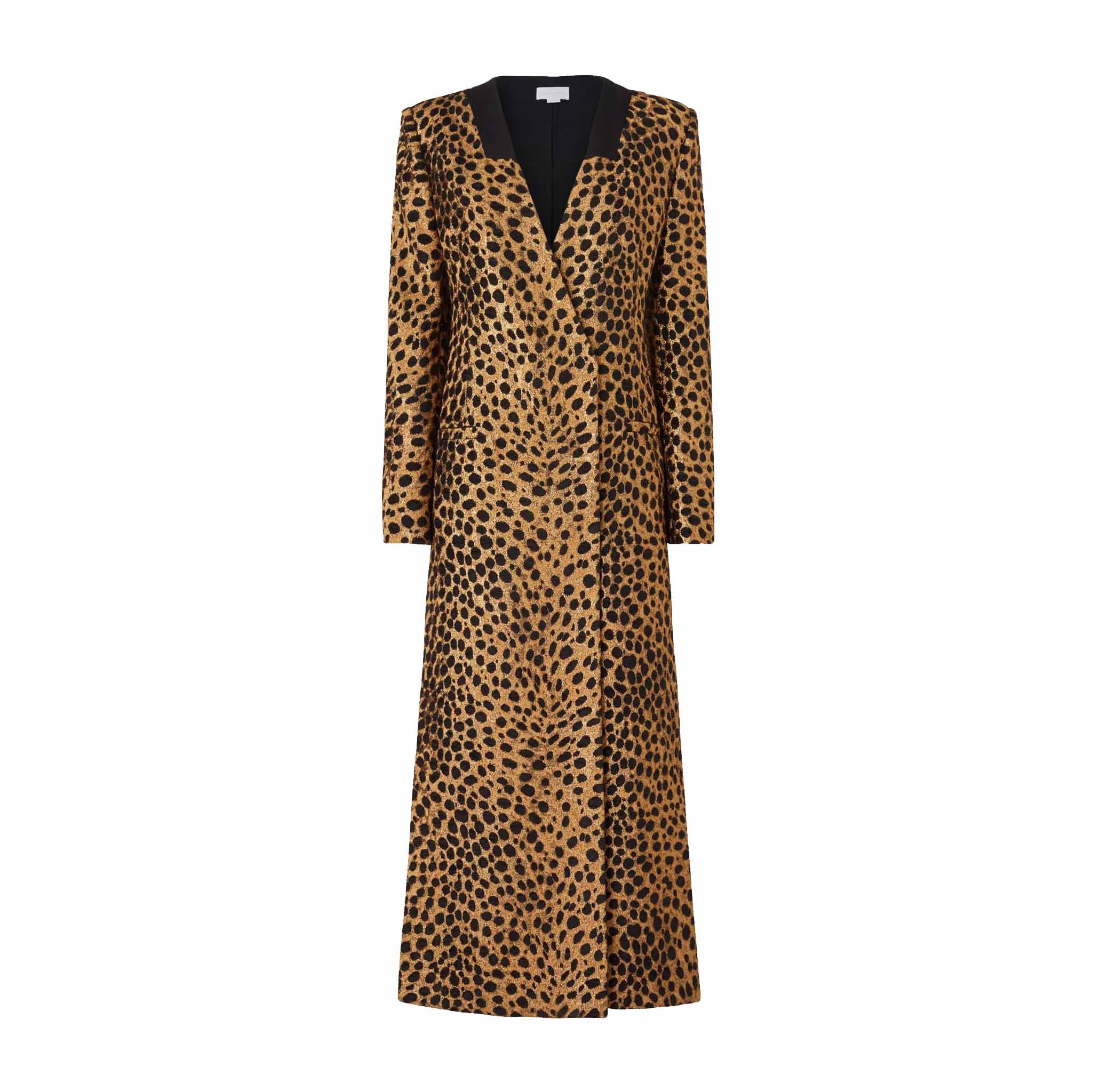 V-NECK ANIMALIER OVERCOAT