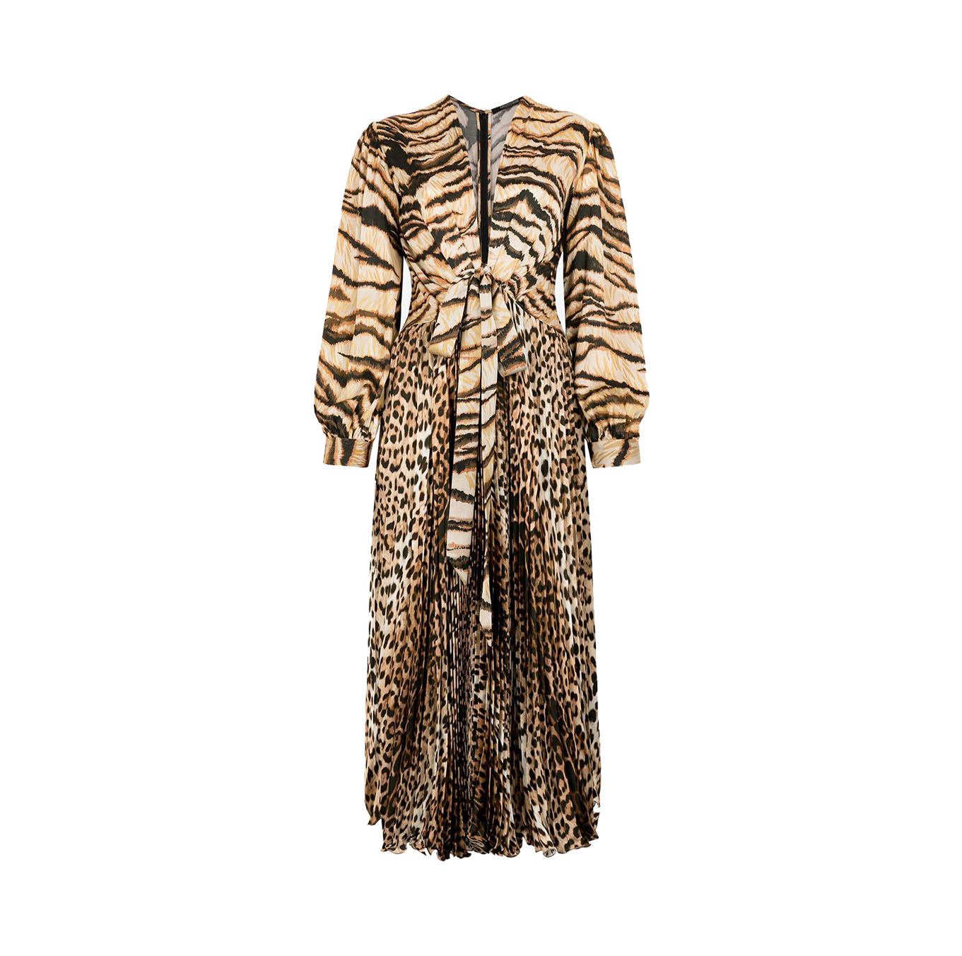 MIDI DRESS WITH TIGER AND LEOPARD PRINT
