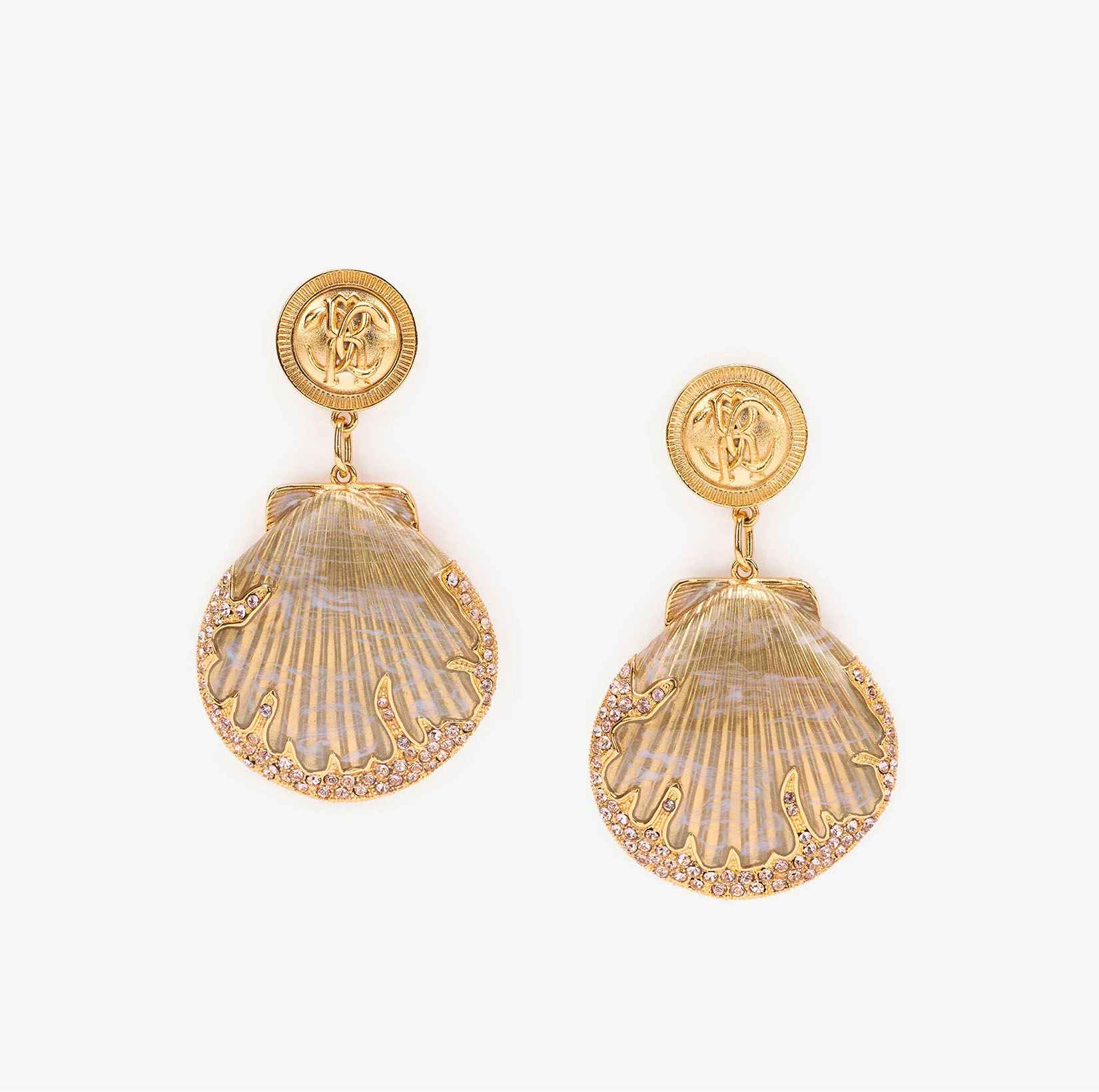EARRINGS WITH SHELLS AND CRYSTALS