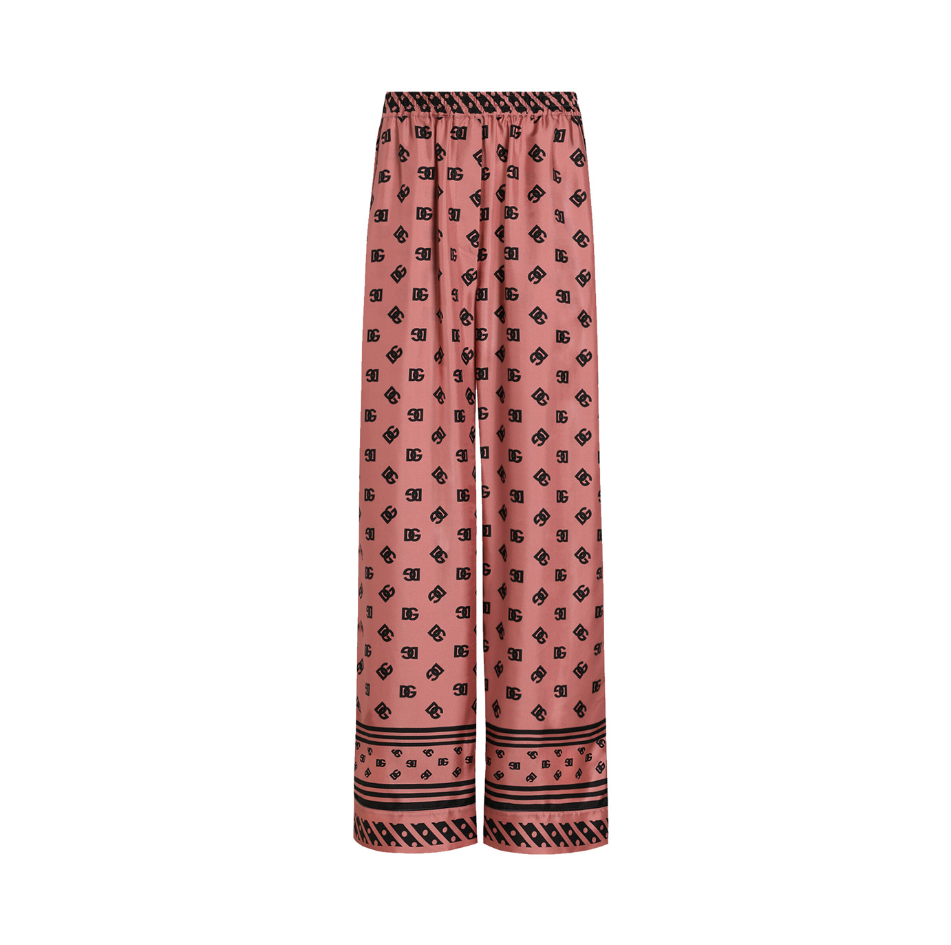 SILK SATIN JACQUARD PAJAMA PANTS WITH ALL-OVER DG LOGO